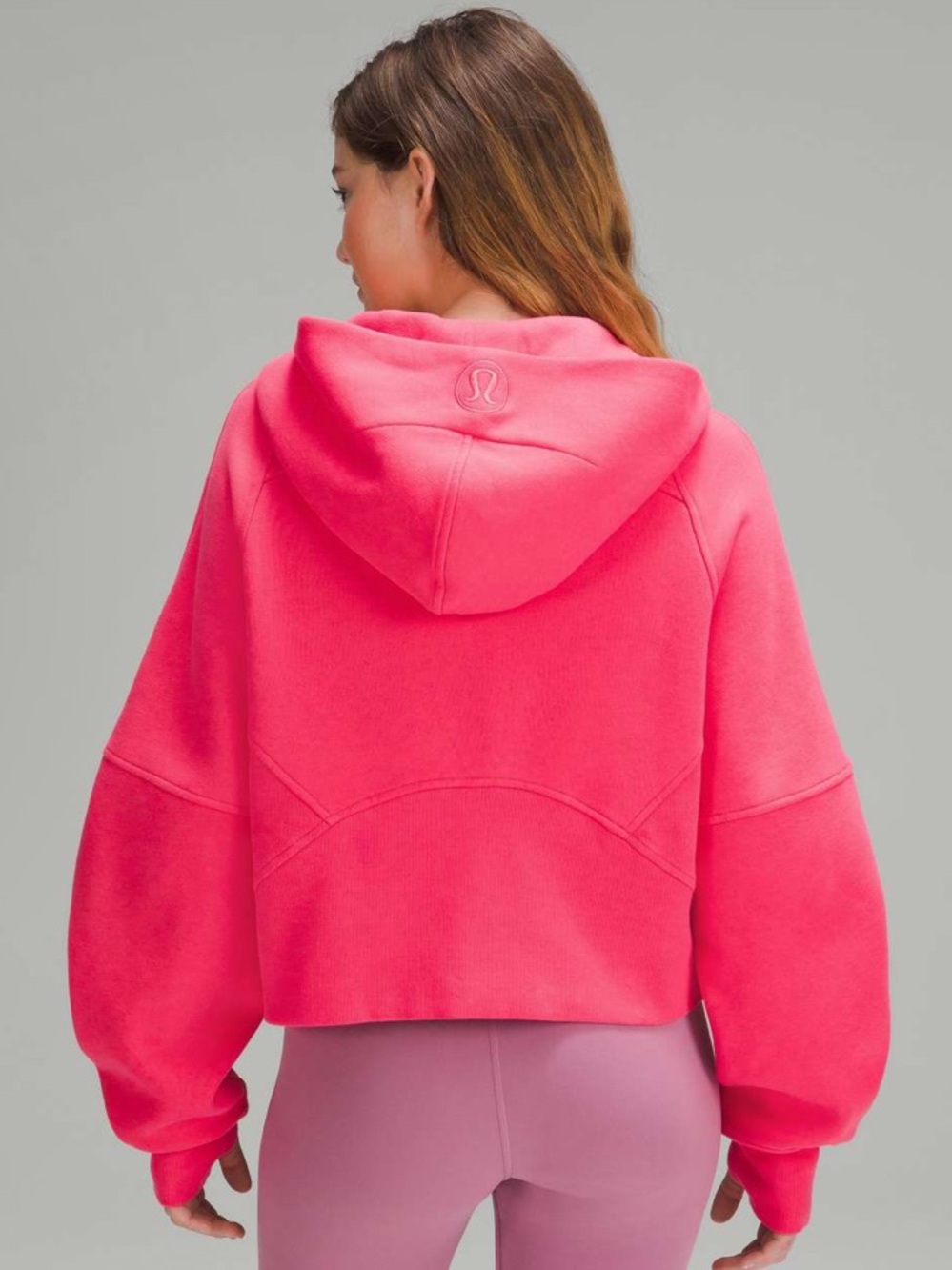 lululemon 1/2 Zip Cropped Scuba Hoodie - Lip Gloss Pink M/L - Picture 2 of 9